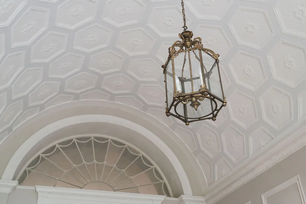 The coffered ceiling and lantern of the entrance hall